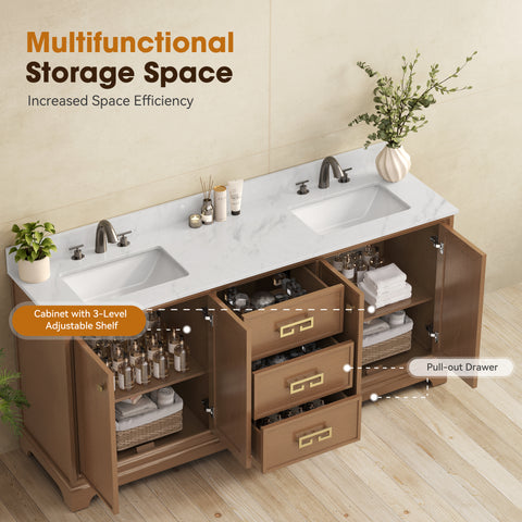Alphabath 72 Inch Double Sink Bathroom Vanity