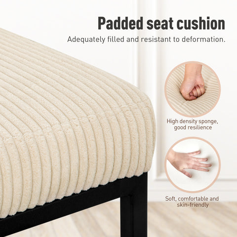24" Corduroy Counter Height Bar Stool with Backrest- Set of 4