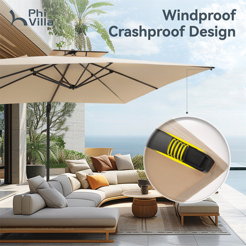 9X12ft Rectangular Outdoor Cantilever Offset Umbrella for Garden, Pool