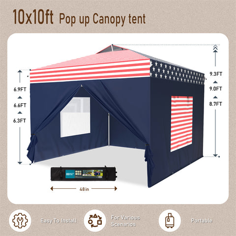 10'x10' Pop-up Tent with Vents Top for Camping Party and Barbecue