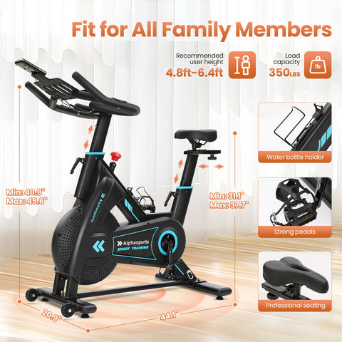 Exercise Bike with Low Noise, Heart Rate Handle and LCD Monitor