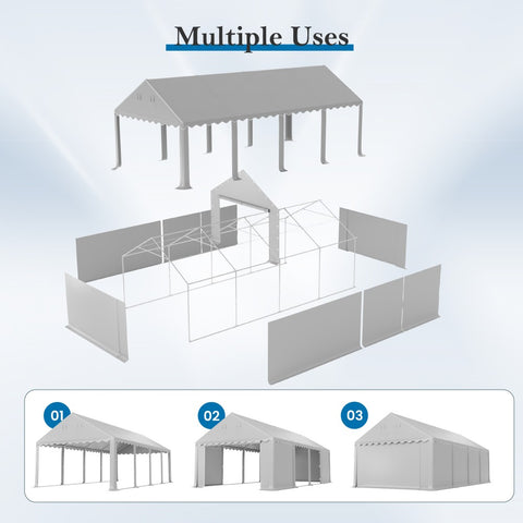 13ft Modern Outdoor Gray Carport Storage Shed
