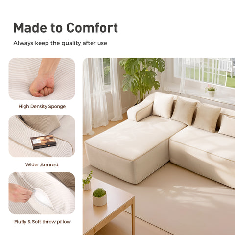 3 Seat Convertible L-Shaped Sectional Sofa Couch for Living Room