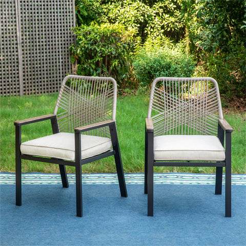 Handcrafted Rattan Rope Patio Dining Chairs