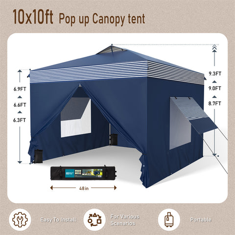 10'x10' Pop-up Tent with Vents Top for Camping Party and Barbecue