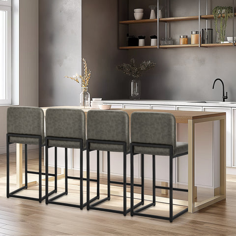 24 Inch Counter Height PU Leather Bar Stool with Backrest