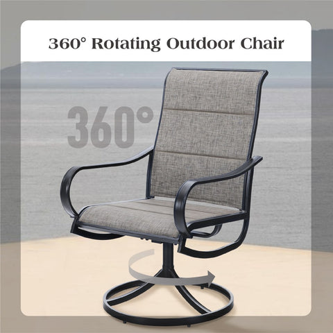 9/7-Piece Adjustable Table + Textilene Swivel Chairs Patio Dining Set