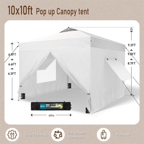 10'x10' Pop-up Tent with Vents Top for Camping Party and Barbecue