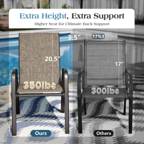 Textilene Extra-High Ergonomic Stackable Patio Dining Chairs
