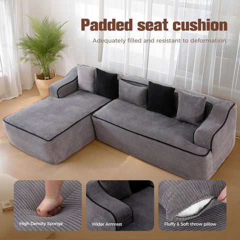 3 Seat Convertible L-Shaped Sectional Sofa Couch for Living Room