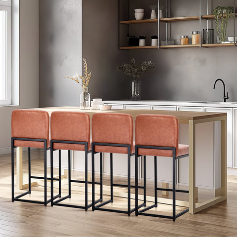 24 Inch Counter Height PU Leather Bar Stool with Backrest