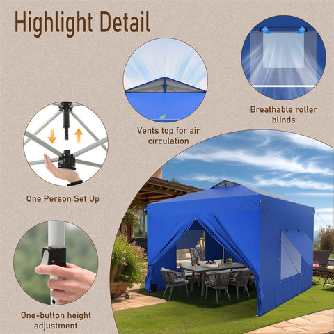 10'x10' Pop-up Tent with Vents Top for Camping Party and Barbecue