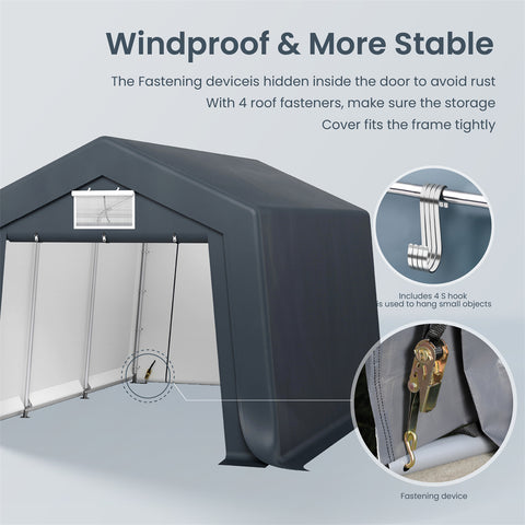Outdoor Portable Storage Shelter Shed Garage with Vents Carport