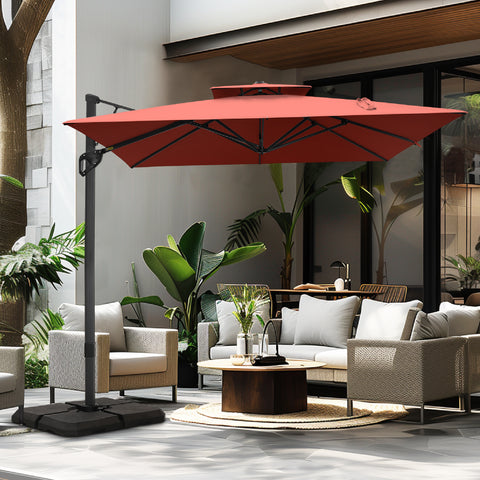 9X12ft Rectangular Outdoor Cantilever Offset Umbrella for Garden, Pool