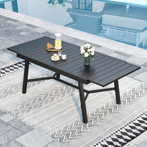 Metal Adjustable Outdoor Patio Dining Table for 6-8 Person