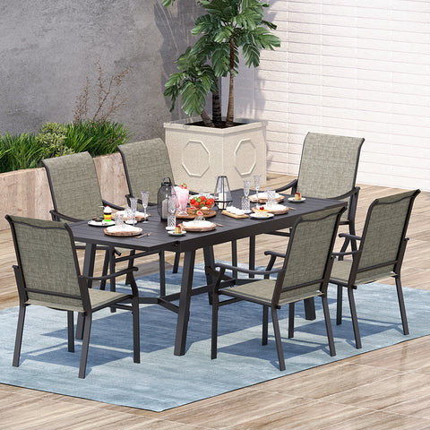 7/9-Piece Ergo Sling Chairs Patio Dining Set with Reinforced Expandable Table