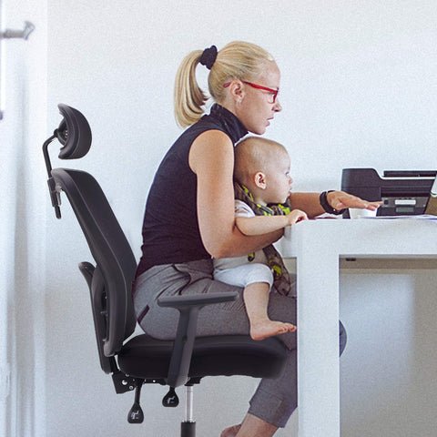 Adjustable Mesh Swivel Office Chair with Headrest and Lumbar Support