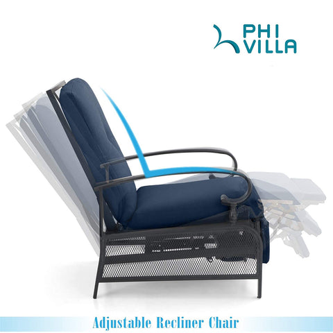 Adjustable Patio Metal Relaxing Recliner Lounge Chair