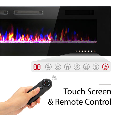 72" Ultra-thin Insert Wall Mounted Electric Fireplace, 750/1500W