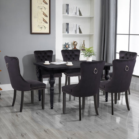 PU Leather Wing Back Side Dining Room Chairs Set of 6