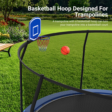 Outdoor Trampoline with Basketball Hoop and Ladder