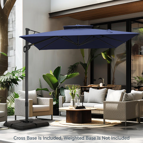9X12ft Rectangular Outdoor Cantilever Offset Umbrella for Garden, Pool
