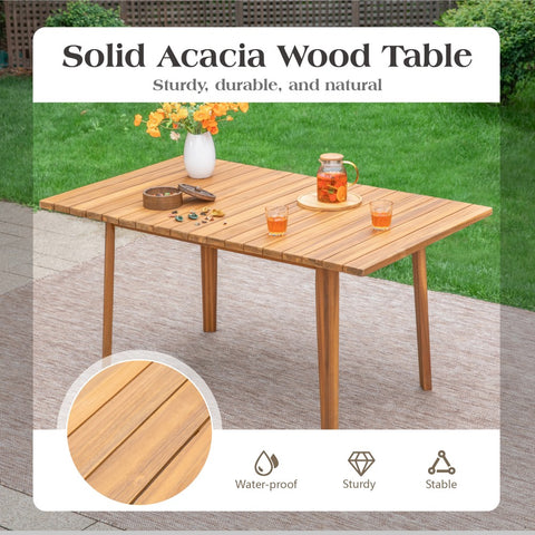 Outdoor Acacia Wood Casual Dining Set for Backyard