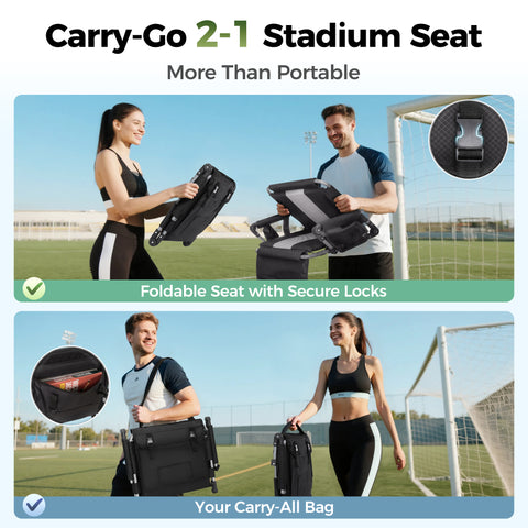 Folding Stadium Seat Chair for Bleachers with Back & Arm Rest, 2 Pieces