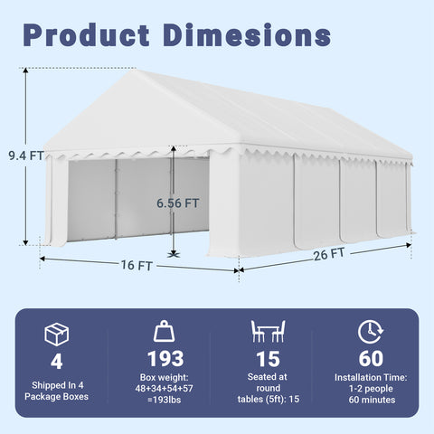Party Tent Outdoor Gazebo Wedding Canopy with Multi-purpose