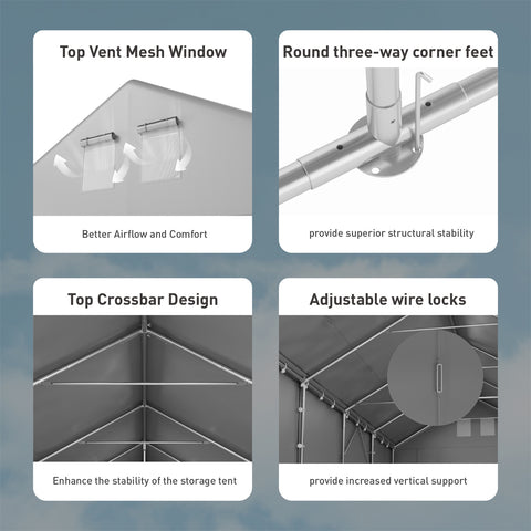 13ft Modern Outdoor Gray Carport Storage Shed