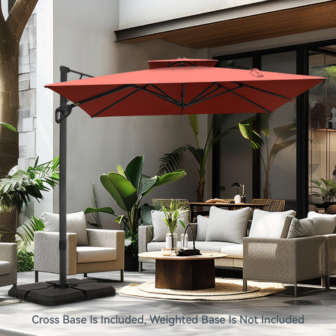 9X12ft Rectangular Outdoor Cantilever Offset Umbrella for Garden, Pool