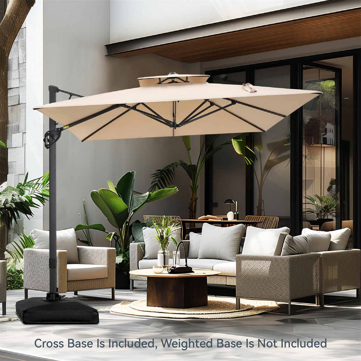 10ft Square/ Rectangular Patio Cantilever Offset Umbrellas for Garden, Pool