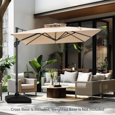 10ft Square/ Rectangular Patio Cantilever Offset Umbrellas for Garden, Pool
