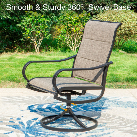 7-Piece Patio Dining Set Textilene Swivel Chairs & Steel Panel Table