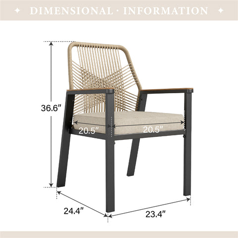 Handcrafted Rattan Rope Patio Dining Chairs