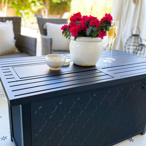 45" x 23", 50,000 BTU Rectangle Metal Gas Fire Pit Table