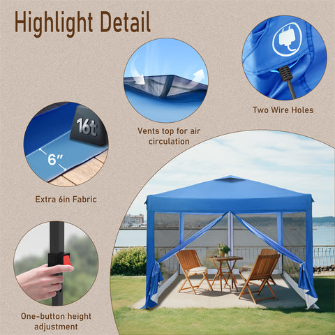10'x10' Pop-up Tent with Vents Top for Camping Party and Barbecue