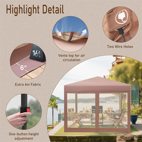 10'x10' Pop-up Tent with Vents Top for Camping Party and Barbecue