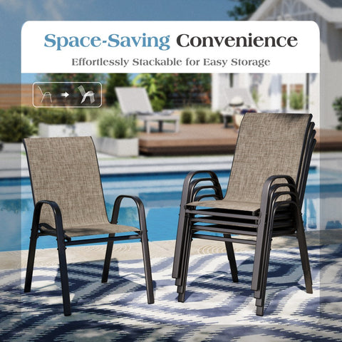 Textilene Extra-High Ergonomic Stackable Patio Dining Chairs