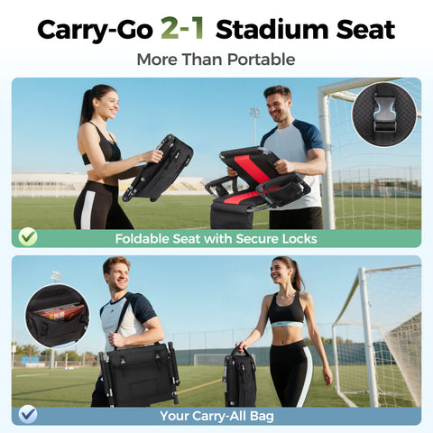 Folding Stadium Seat Chair for Bleachers with Back & Arm Rest, 2 Pieces
