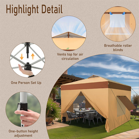 10'x10' Pop-up Tent with Vents Top for Camping Party and Barbecue