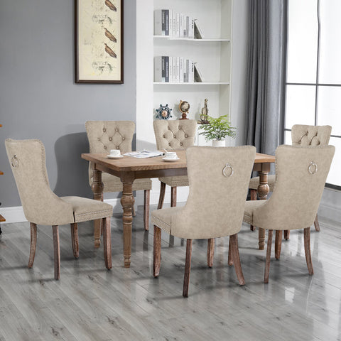 PU Leather Wing Back Side Dining Room Chairs Set of 6