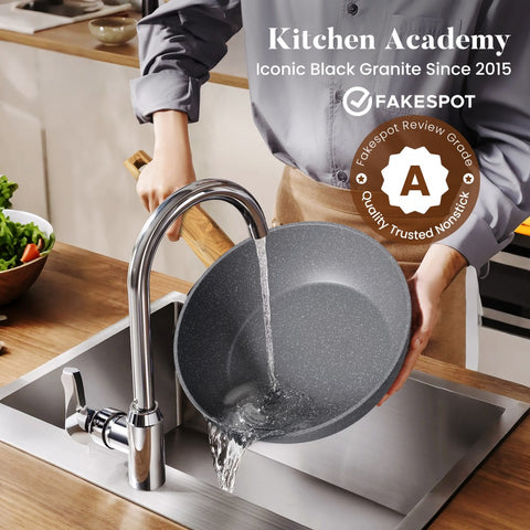 Induction Nonstick Granite-Coating 17 Piece Cookware Set,Kitchen Academy
