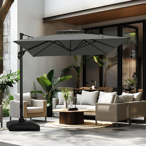 10ft Square/ Rectangular Patio Cantilever Offset Umbrellas for Garden, Pool