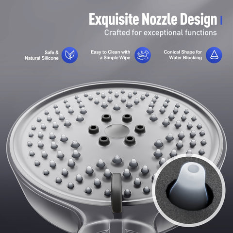Brushed Nickel Multi-Function Rain Shower Head with Handheld Spray and Adjustable Height
