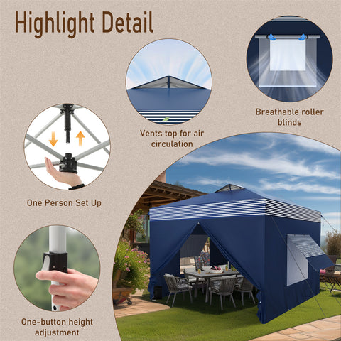 10'x10' Pop-up Tent with Vents Top for Camping Party and Barbecue