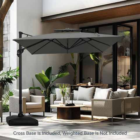 10ft Square/ Rectangular Patio Cantilever Offset Umbrellas for Garden, Pool