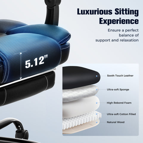 Ergonomic PU Leather Office Chair with Soft Upholstered Armrest