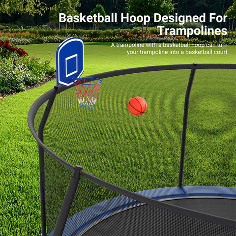 Outdoor Trampoline with Basketball Hoop and Ladder