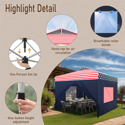 10'x10' Pop-up Tent with Vents Top for Camping Party and Barbecue